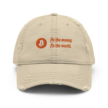 Load image into Gallery viewer, Fix the Money Bitcoin distressed Hat| digital-mining-llc.myshopify.com