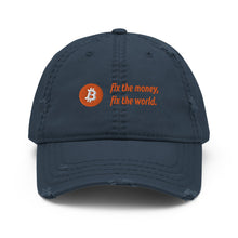 Load image into Gallery viewer, Fix the Money Bitcoin distressed Hat| digital-mining-llc.myshopify.com