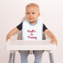 Load image into Gallery viewer, Hodl'r In Training Embroidered Baby Bib| digital-mining-llc.myshopify.com