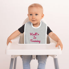 Load image into Gallery viewer, Hodl'r In Training Embroidered Baby Bib| digital-mining-llc.myshopify.com