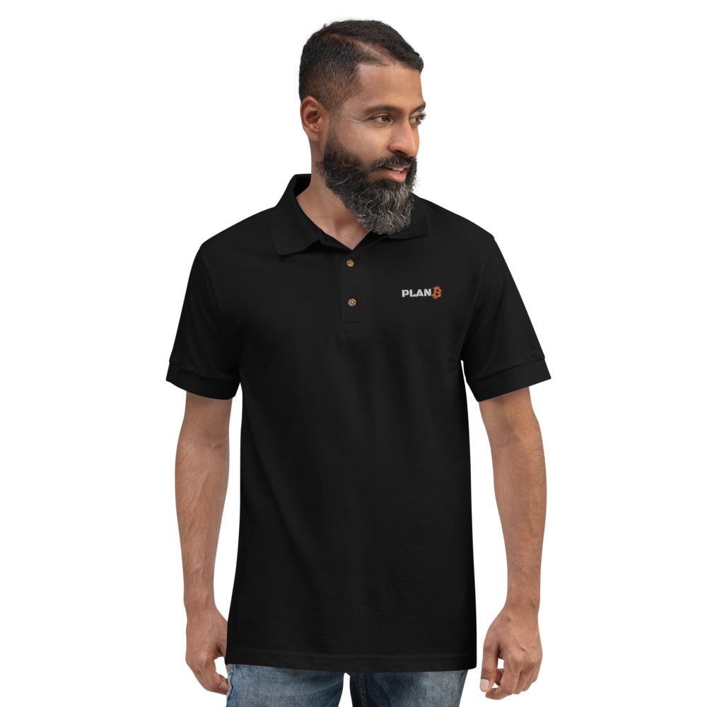 Bitcoin Plan B Embroidered Polo Shirt| digital-mining-llc.myshopify.com